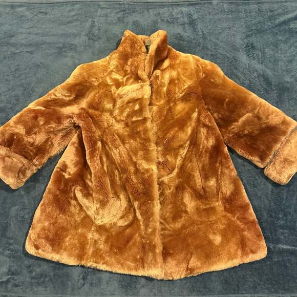 Hopper Furs Jackets & Blazers - Vintage Hopper Furs St. Louis Brown Mouton Sheepskin Teddy Bear Swing Coat
